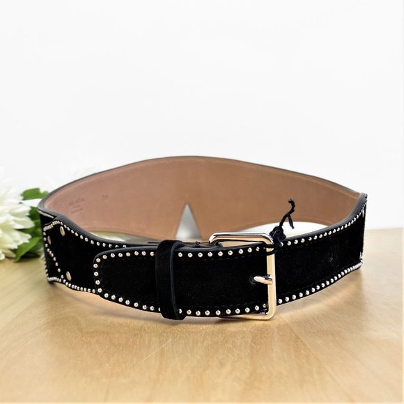 Famous Alaia Black Suede Batwing Studded Belt main image 8